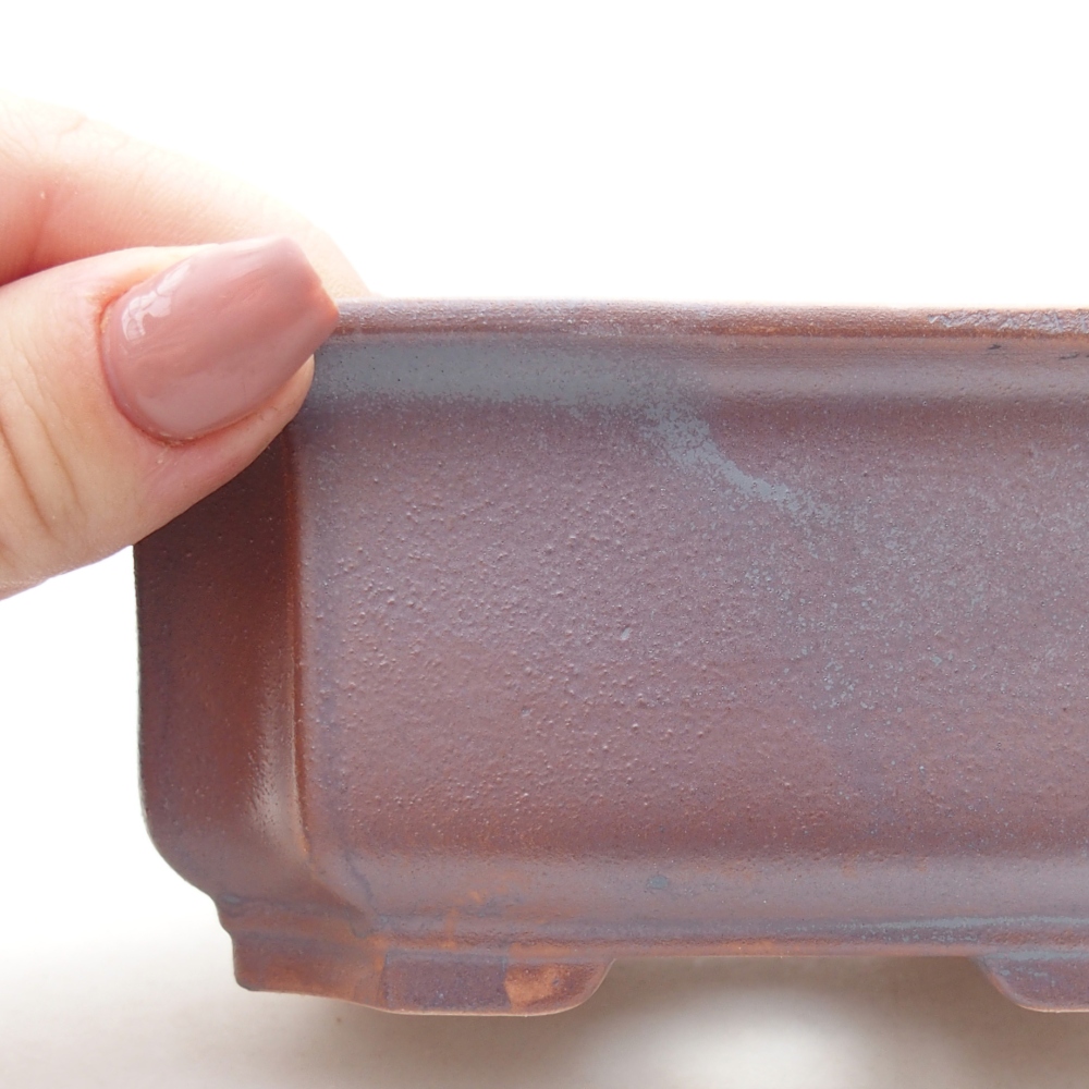 Ceramic bonsai bowl 12 x 9 x 5 cm, metal colour