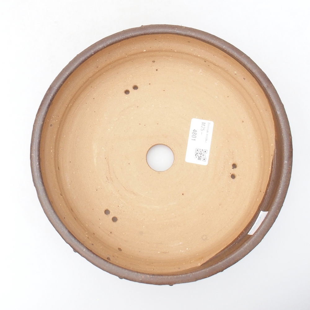 Ceramic bonsai bowl 20,5 x 20,5 x 5,5 cm, brown color