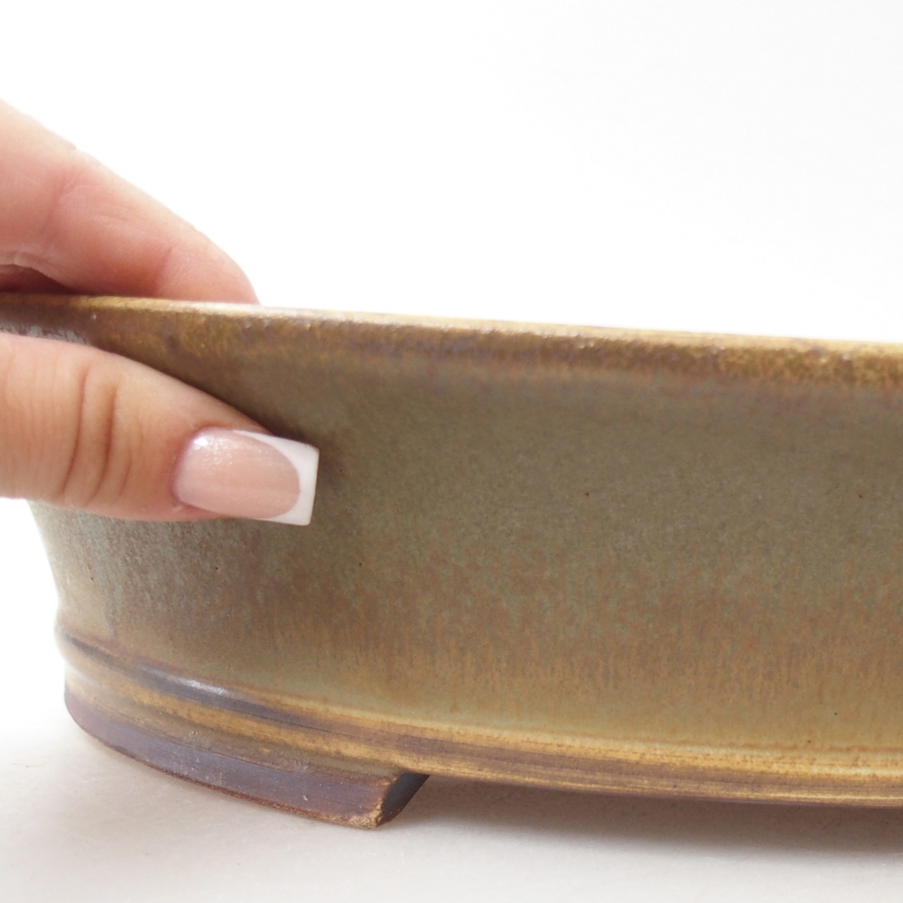 Ceramic bonsai bowl 32 x 29 x 7,5 cm, green