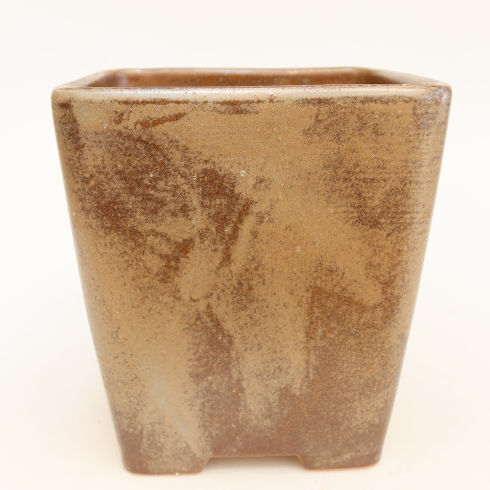 Ceramic bonsai bowl 14 x 14 x 15 cm, brown