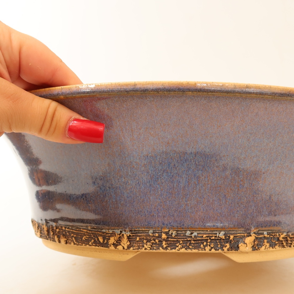 Ceramic bonsai pot, 29.5 x 29.5 x 9.5 cm, blue