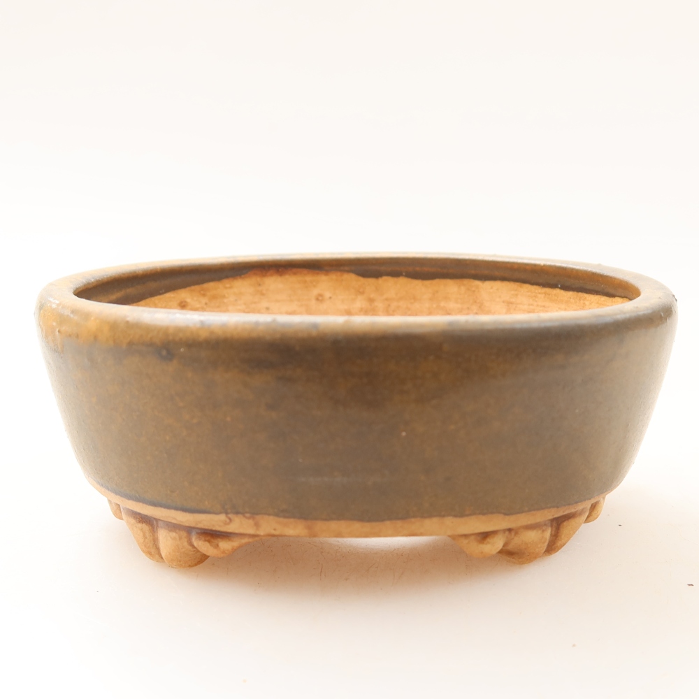 Ceramic bonsai pot, 9.5 x 8 x 4 cm, brown