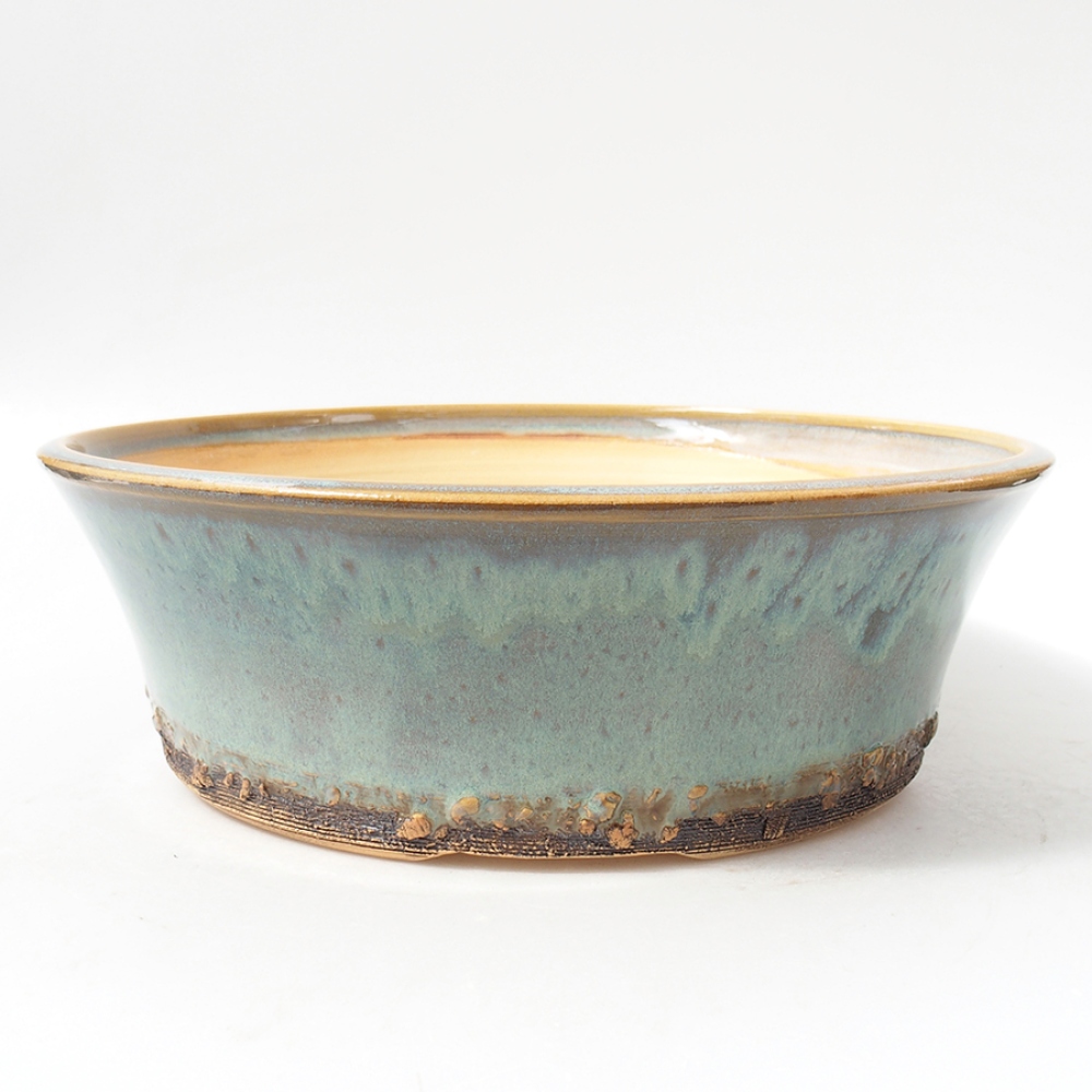 Ceramic bonsai bowl 26,5 x 26,5 x 8,5 cm, color green