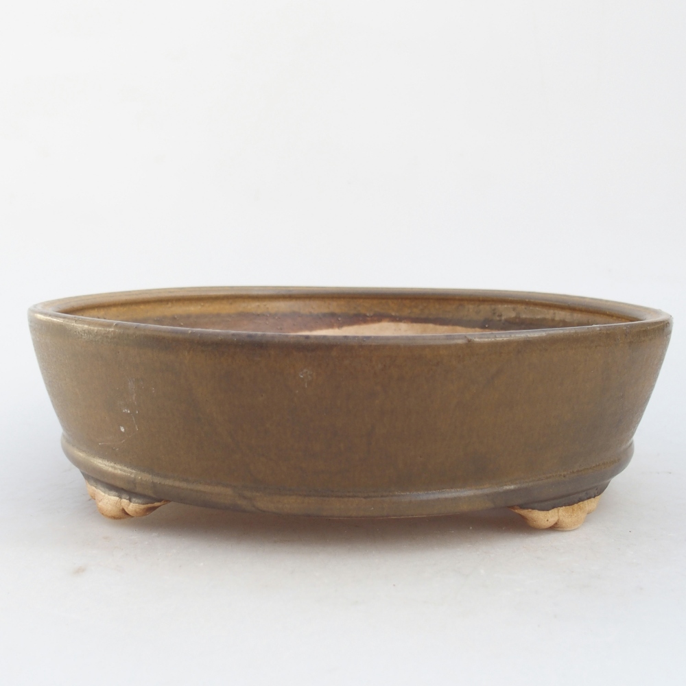 Ceramic bonsai bowl 21,5 x 21,5 x 6 cm, brown