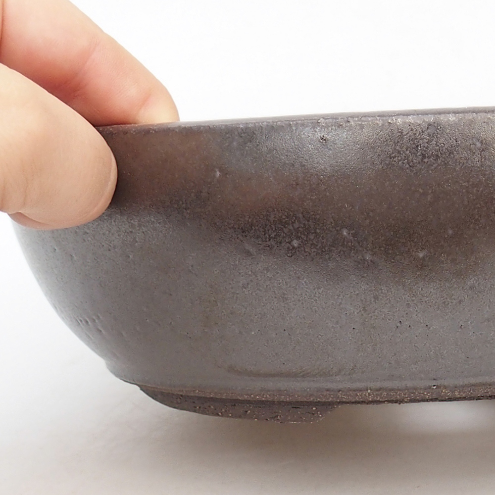 Ceramic bonsai bowl 20 x 20 x 6,5 cm, metal colour
