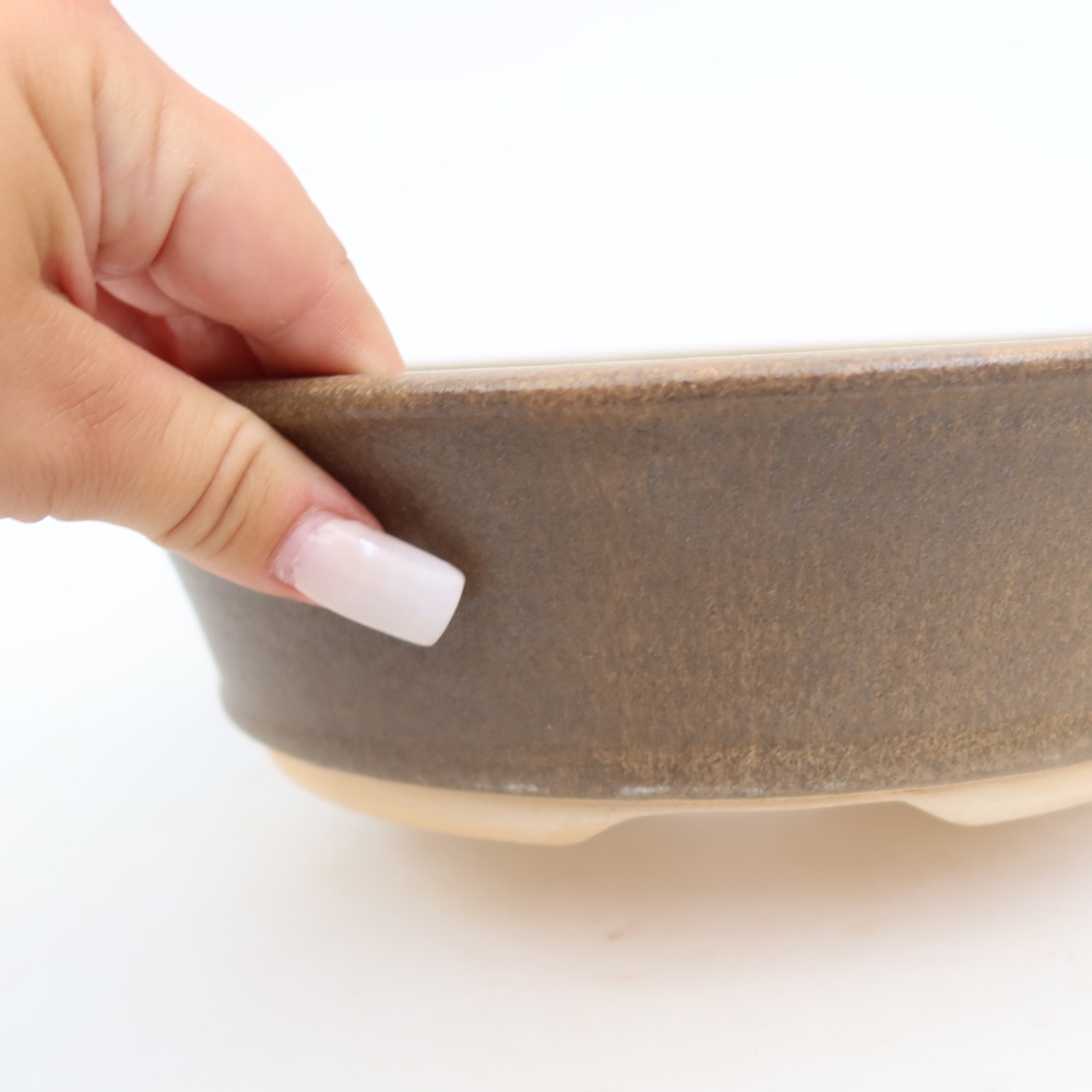 Ceramic bonsai pot, 24 x 24 x 6.5 cm, brown