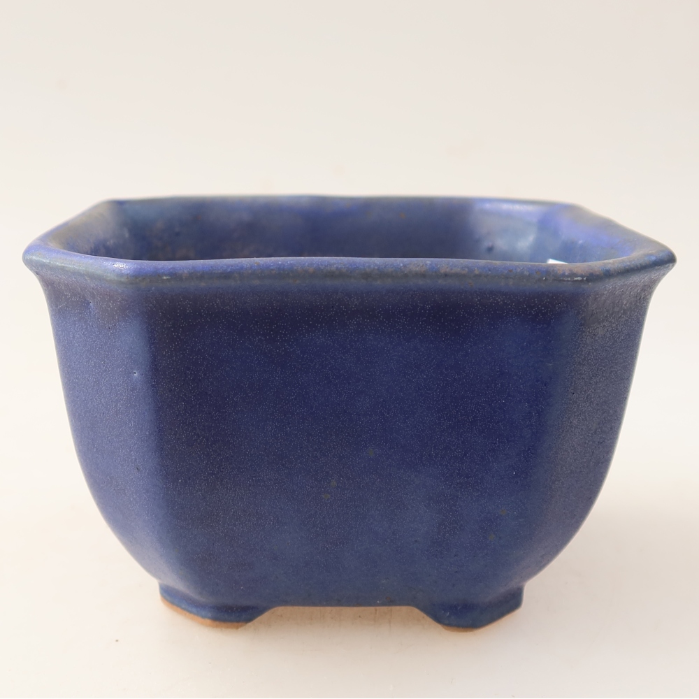Ceramic bonsai pot, 10 x 10 x 6.5 cm, blue