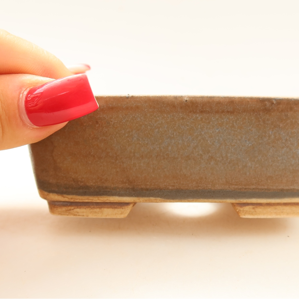 Ceramic bonsai pot, 10 x 8 x 3.5 cm, brown