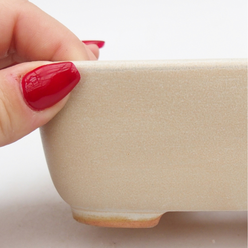 Ceramic bonsai bowl 12,5 x 10 x 5 cm, colour beige