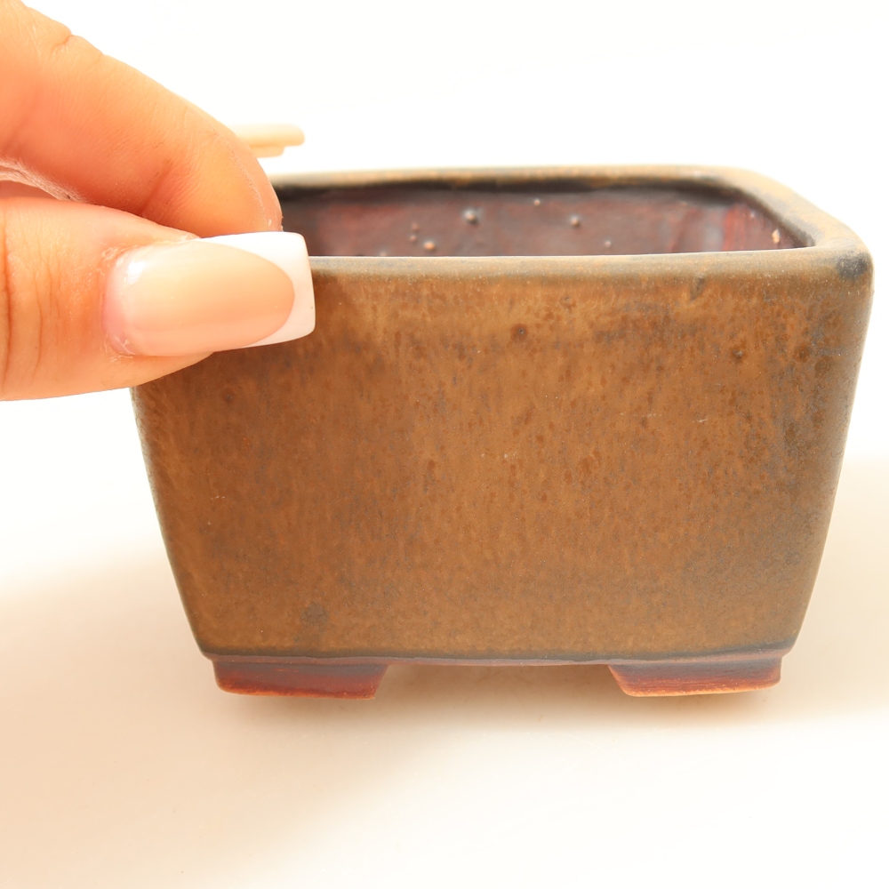 Ceramic bonsai bowl 8,5 x 8,5 x 5,5 cm, brown