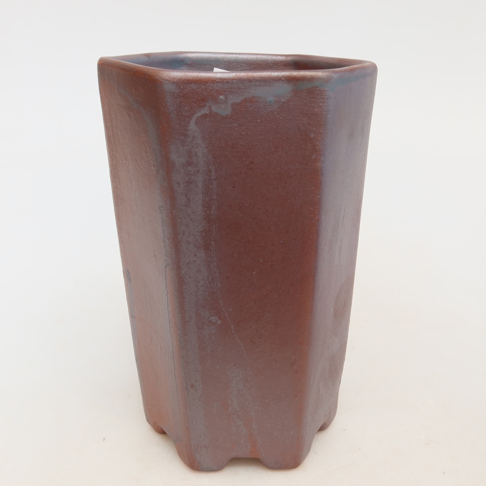 Ceramic bonsai pot, 9.5 x 8.5 x 14.5 cm, metallic color