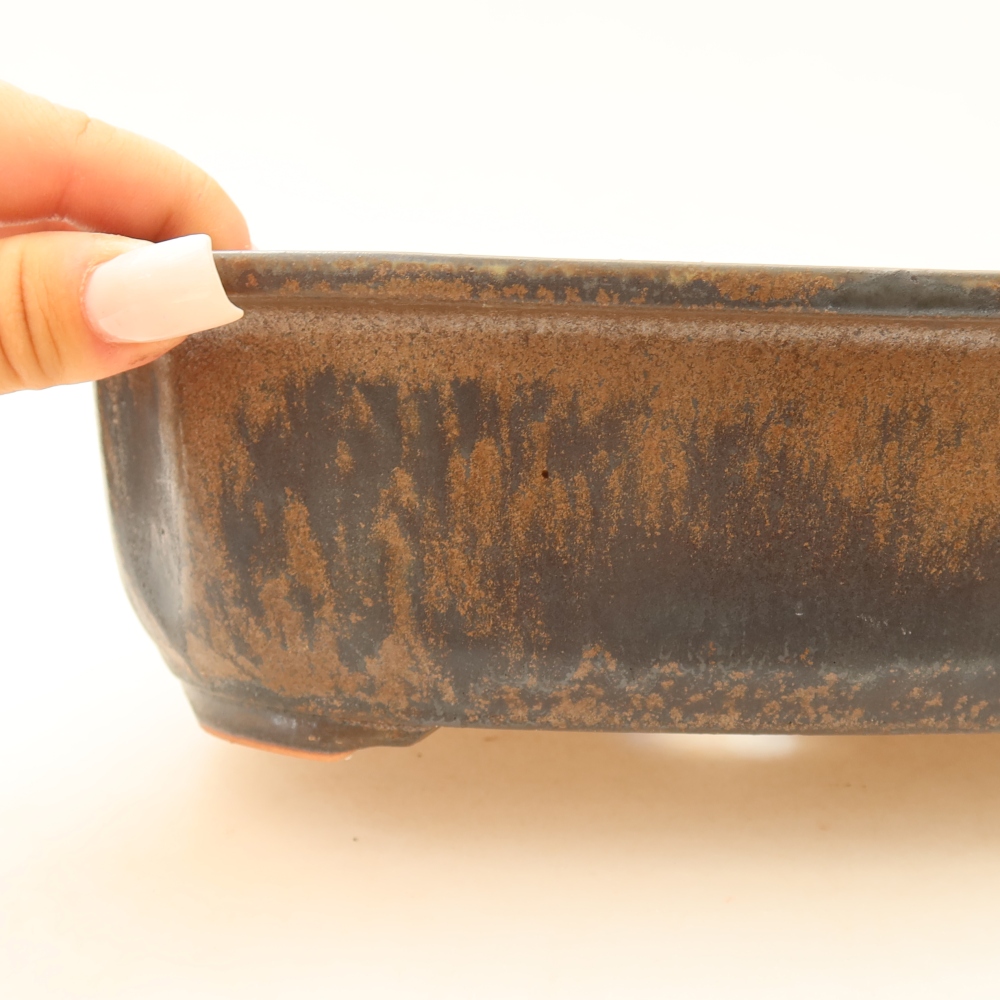 Ceramic bonsai pot, 24.5 x 21 x 7.5 cm, brown