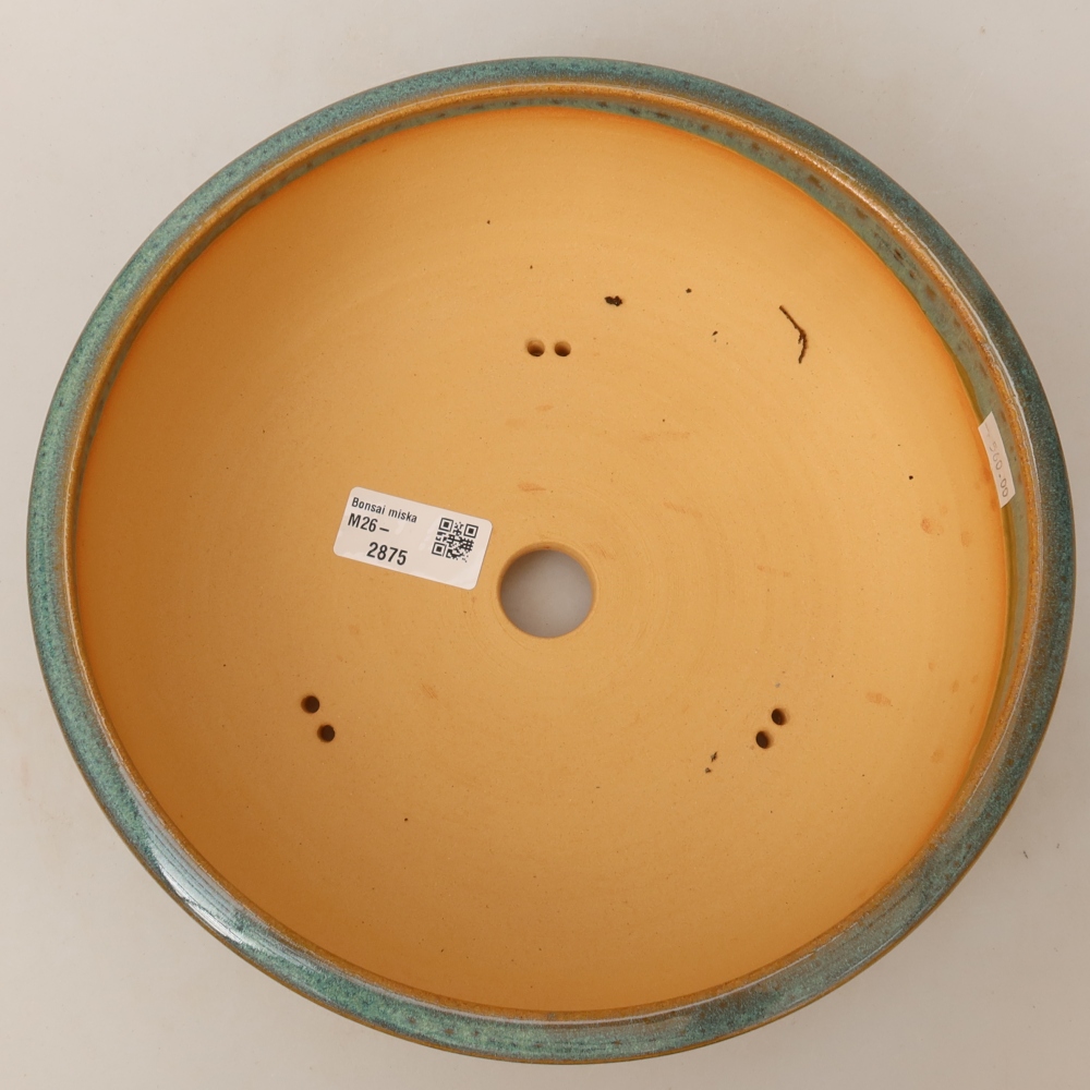 Ceramic bonsai pot, 24 x 24 x 8.5 cm, green