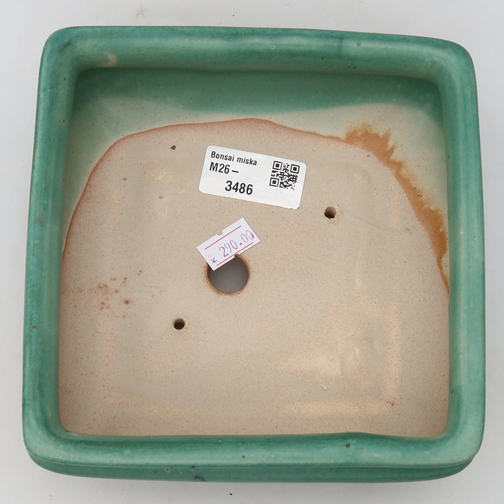 Ceramic bonsai bowl 15,5 x 15,5 x 6 cm, green