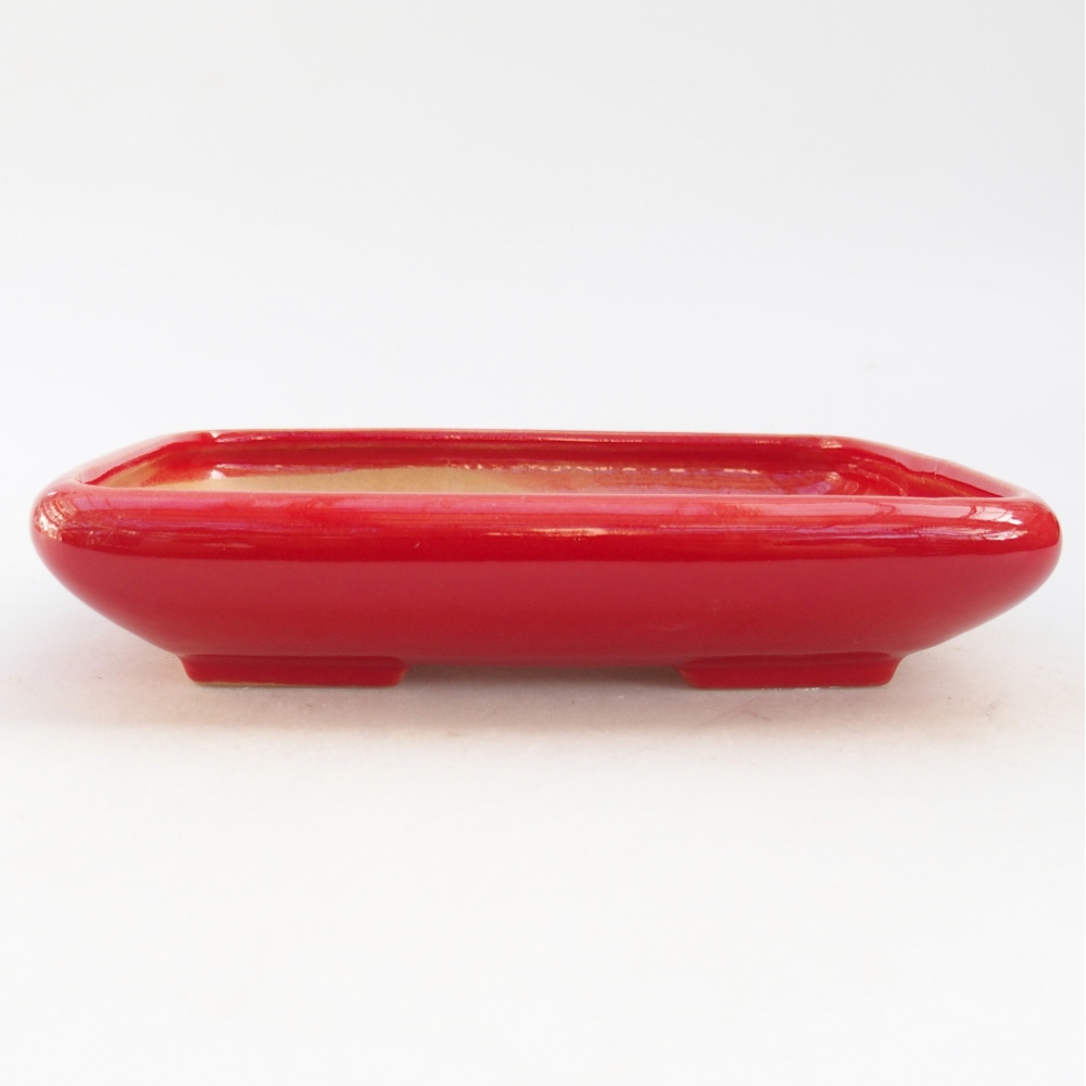 Ceramic bonsai bowl 16,5 x 13,5 x 3,5 cm, colour red