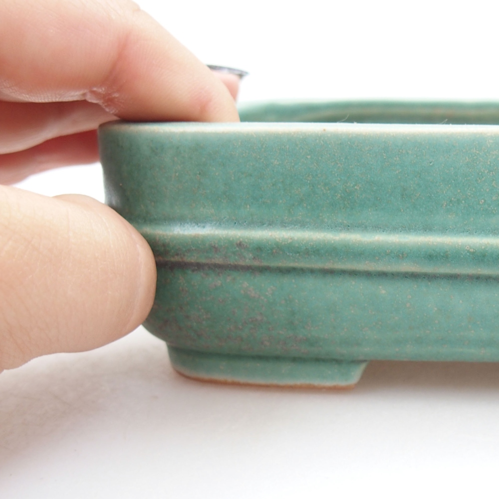 Ceramic bonsai bowl 14 x 12 x 4,5 cm, color green
