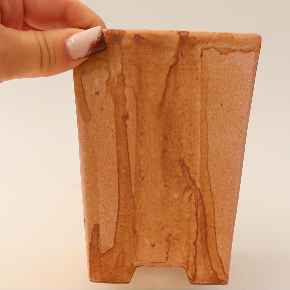 Ceramic bonsai pot, 9 x 9 x 12.5 cm, pink