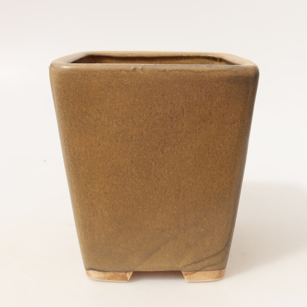 Ceramic bonsai pot, 10.5 x 10.5 x 12 cm, brown