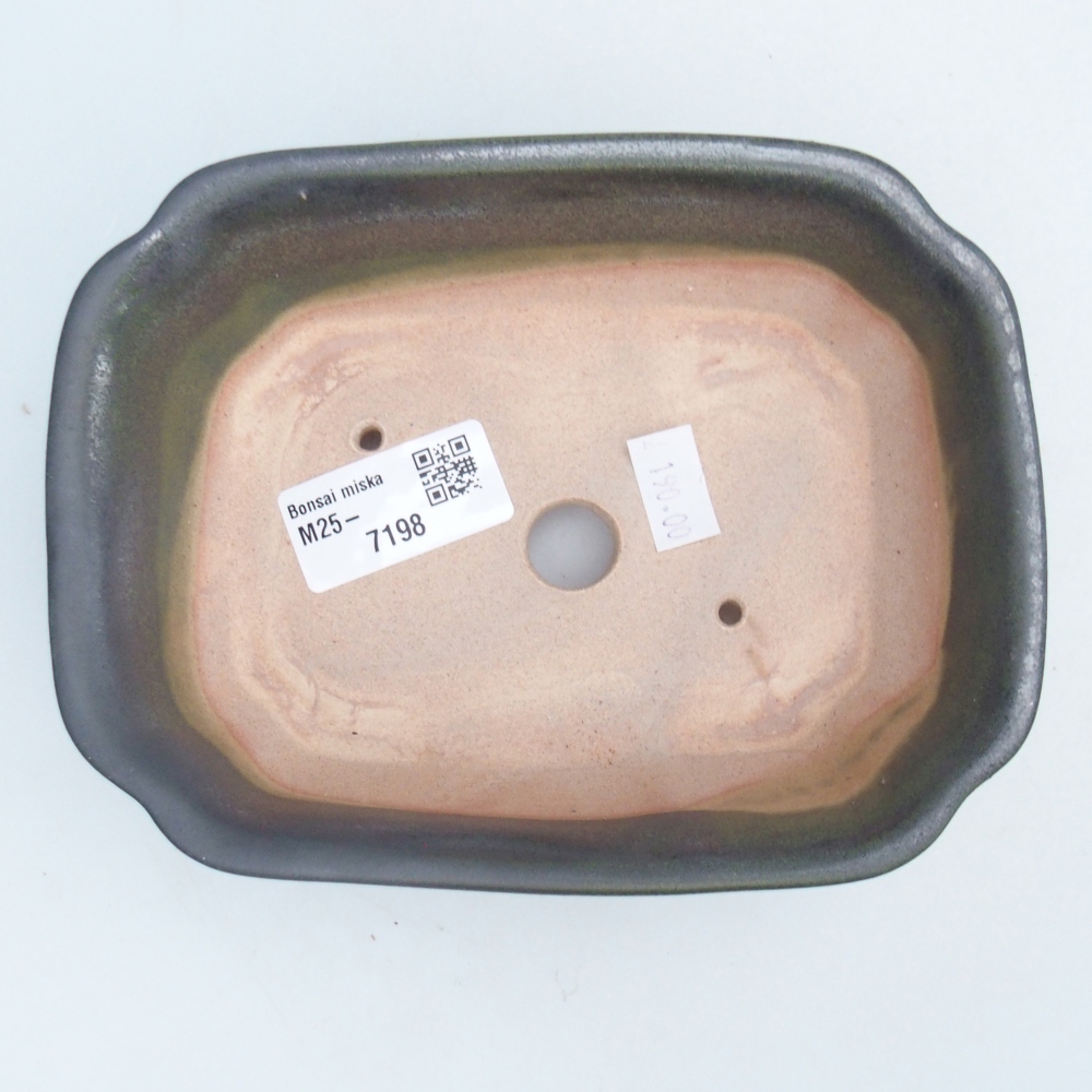 Ceramic bonsai bowl 16 x 12 x 5 cm, green