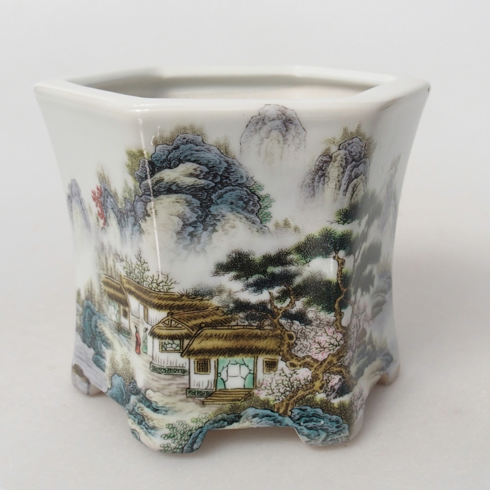 Ceramic bonsai bowl 10,5 x 9,5 x 9 cm, colour white