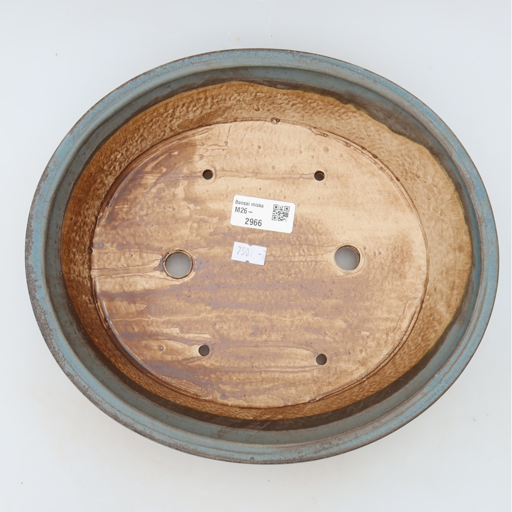 Ceramic bonsai pot, 27 x 24.5 x 6 cm, blue
