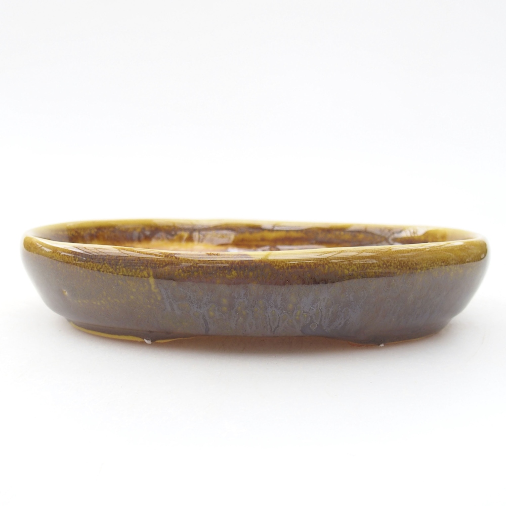 Ceramic bonsai bowl  13 x 10 x 2,5 cm, color yellow