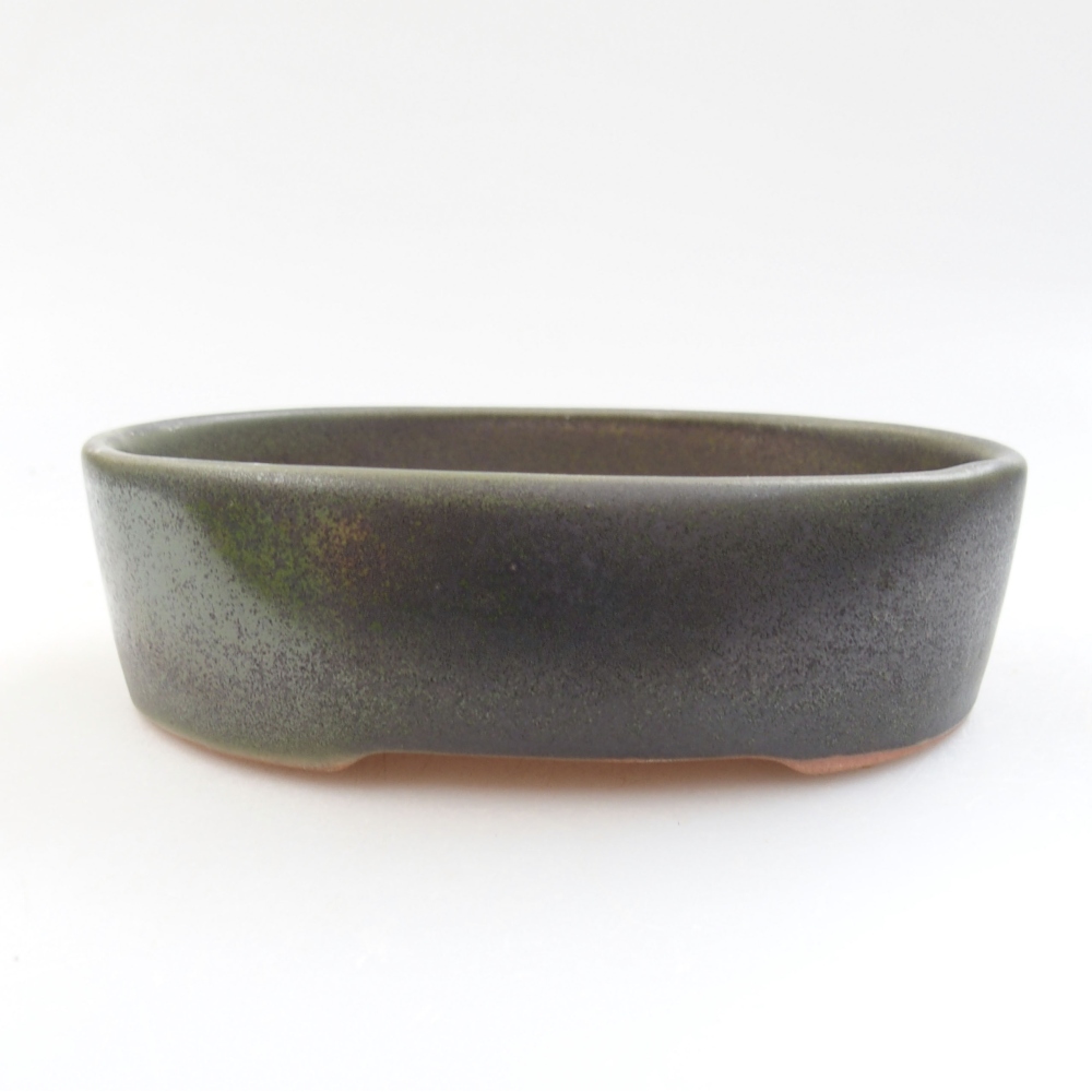 Ceramic bonsai bowl 13 x 10 x 4 cm, color green