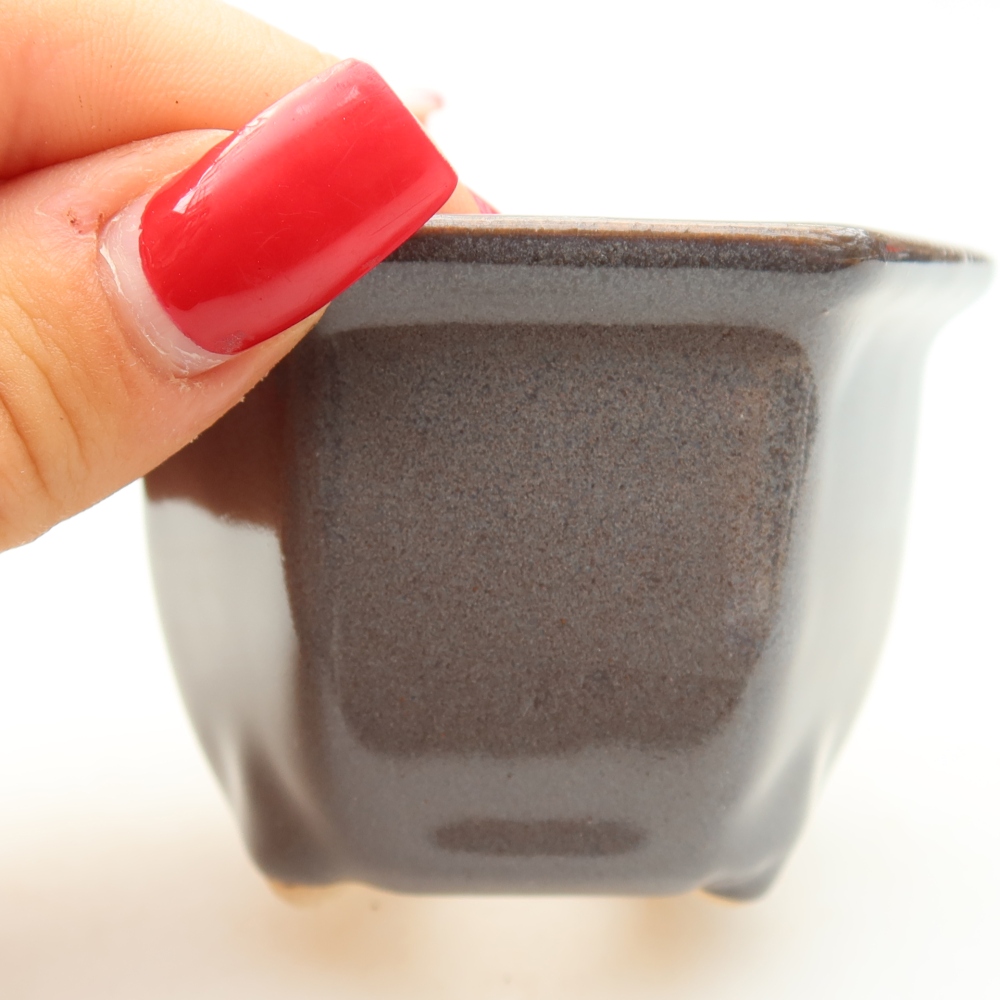 Ceramic bonsai pot, 7 x 6.5 x 5 cm, gray