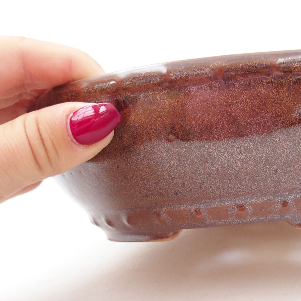 Ceramic bonsai bowl 17,5 x 17,5 x 5 cm, color brown