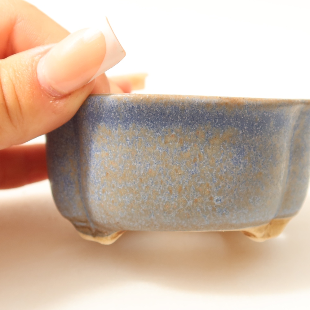 Ceramic bonsai pot, 8 x 7.5 x 3.5 cm, blue