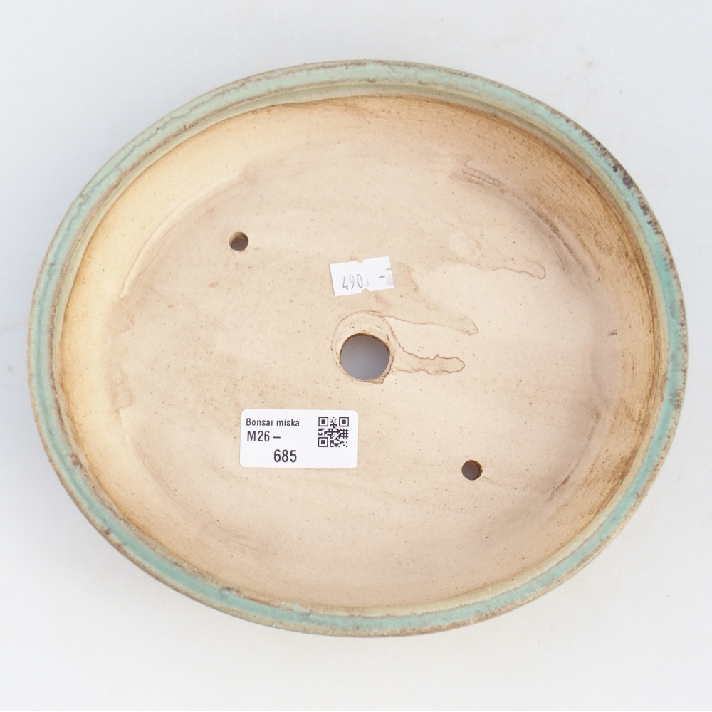 Ceramic bonsai bowl 21 x 19 x 4,5 cm, green