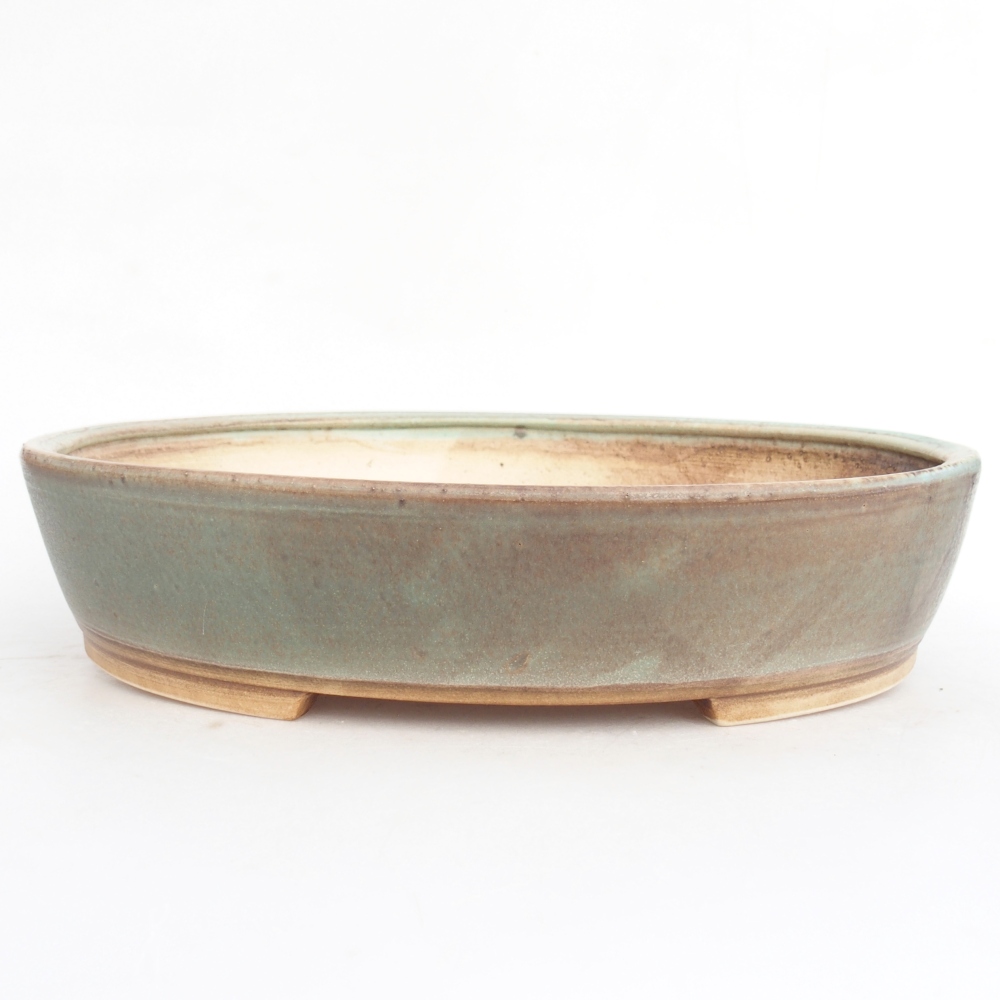 Ceramic bonsai bowl 28,5 x 25 x 6 cm, green