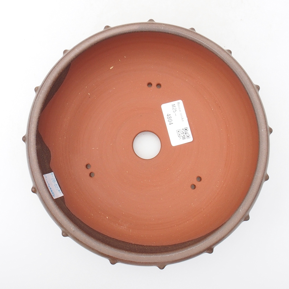 Ceramic bonsai bowl 19,5 x 19,5 x 6 cm, brown color