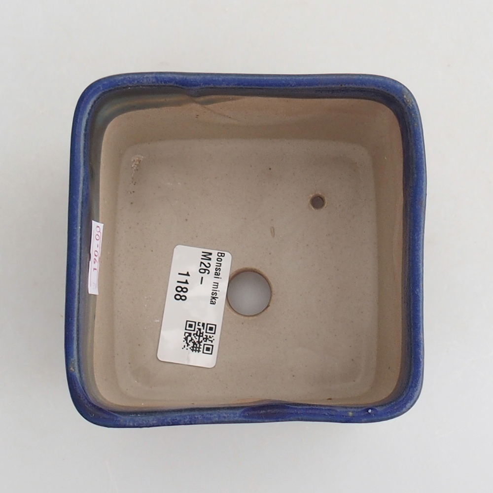 Ceramic bonsai bowl 10 x 10 x 8 cm, colour blue