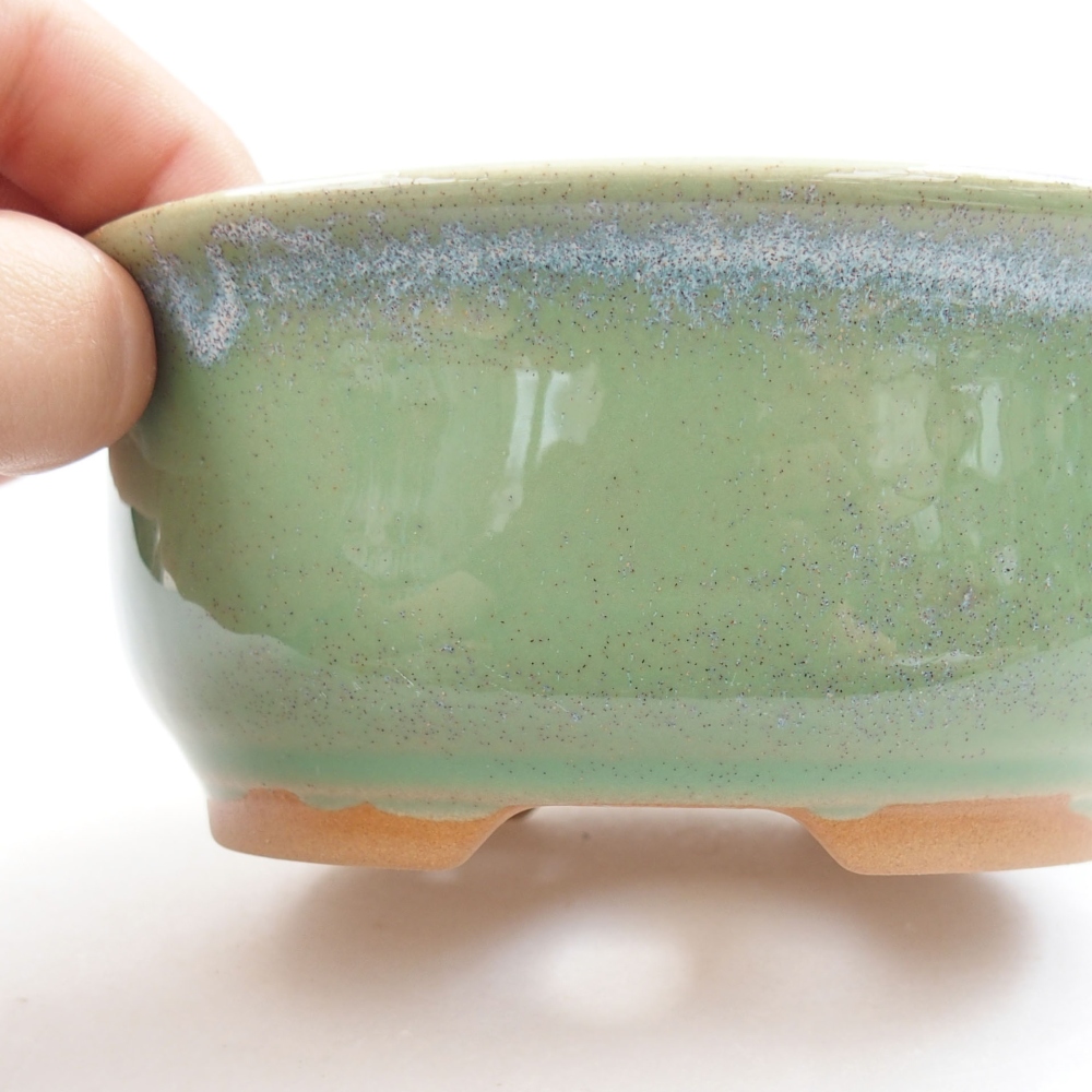 Ceramic bonsai bowl 12,5 x 10,5 x 5,5 cm, color green