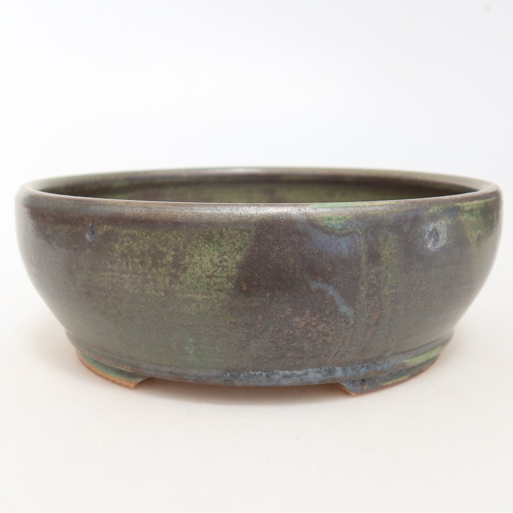 Ceramic bonsai pot, 16 x 16 x 5.5 cm, green