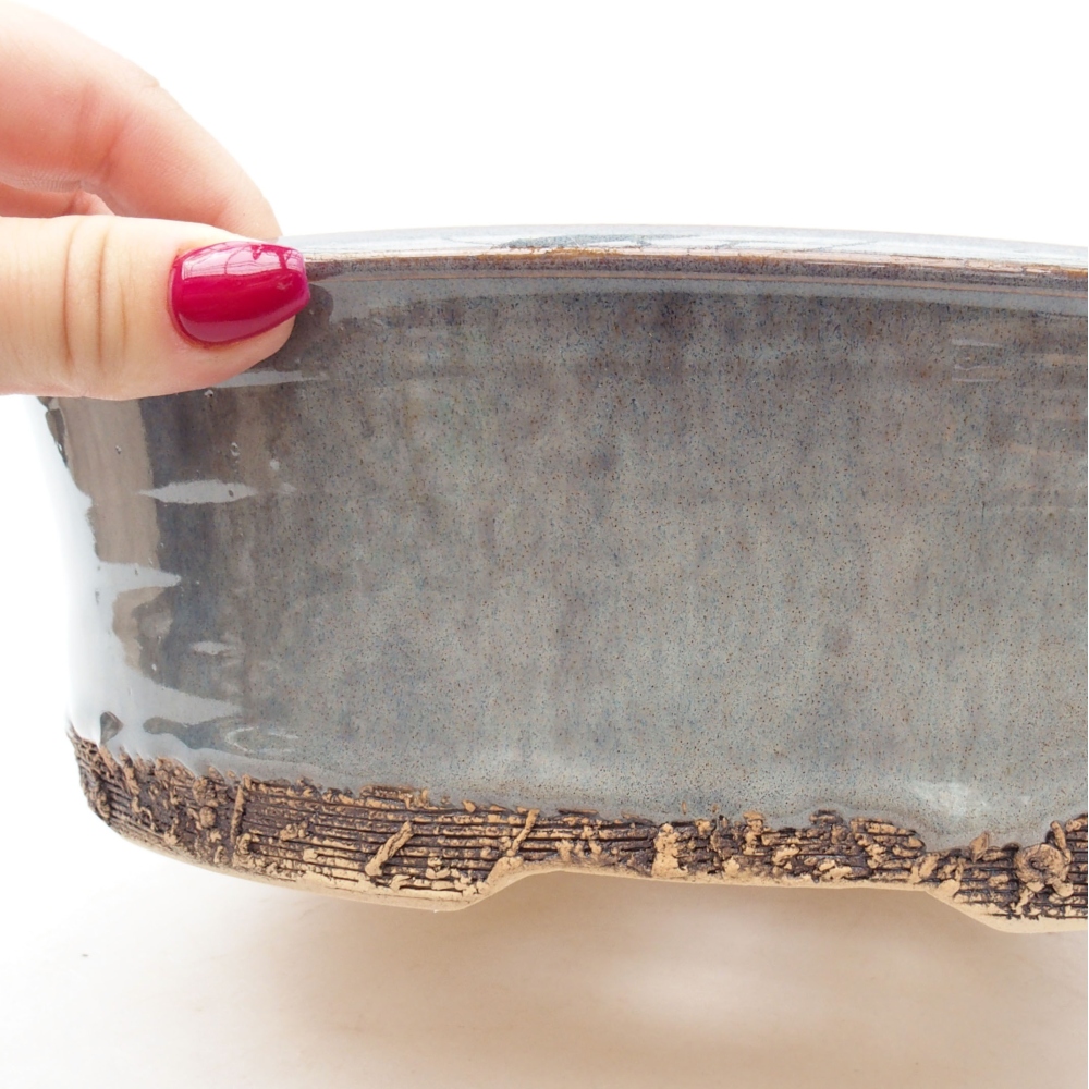 Ceramic bonsai bowl 25,5 x 25,5 x 8 cm, color gray