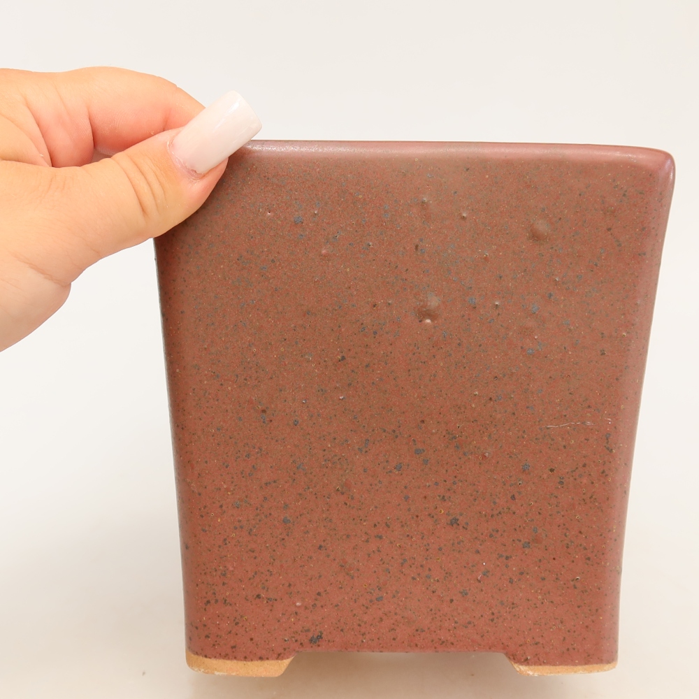 Ceramic bonsai pot, 13 x 13 x 14 cm, pink