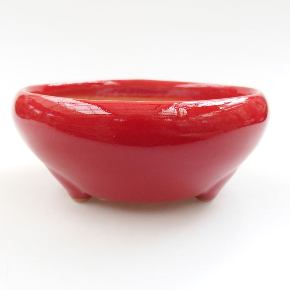 Ceramic bonsai bowl 11 x 11 x 5 cm, color red