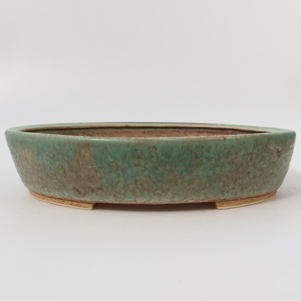 Ceramic bonsai bowl 26,5 x 24 x 5,5 cm, green