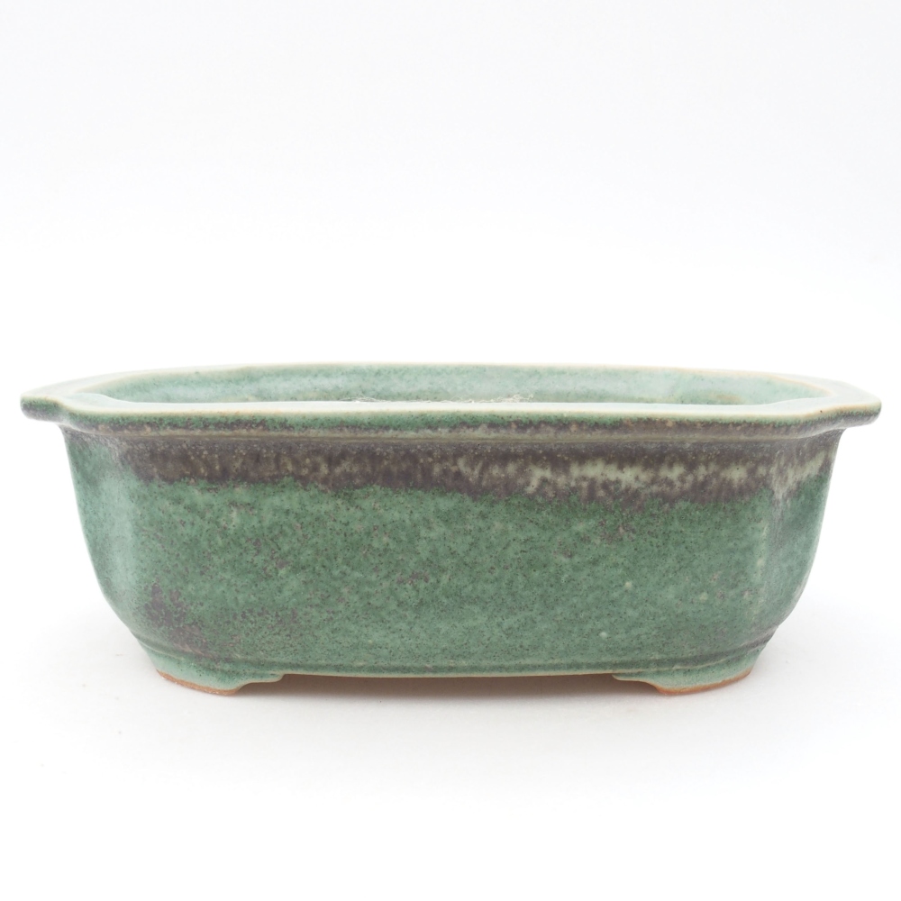 Ceramic bonsai bowl 22,5 x 17,5 x 7,5 cm, color green