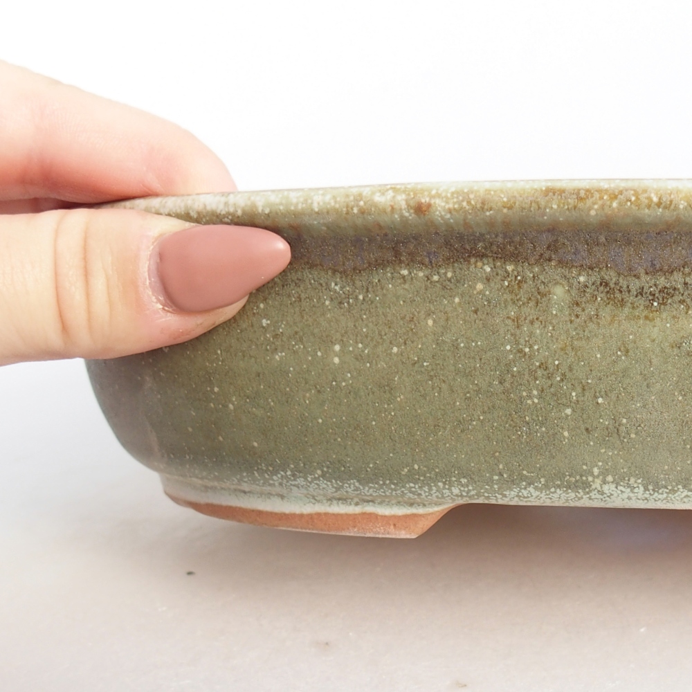 Ceramic bonsai bowl 22 x 17 x 5 cm, green