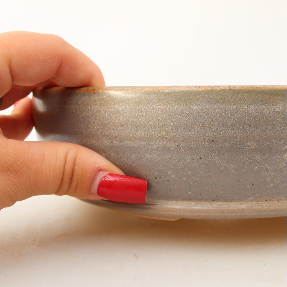 Ceramic bonsai pot, 19 x 19 x 5.5 cm, beige