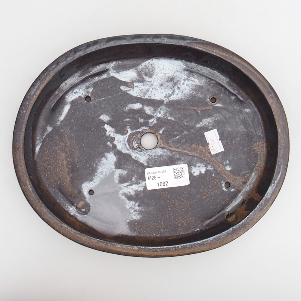 Ceramic bonsai bowl 24 x 19,5 x 4 cm, black-brown