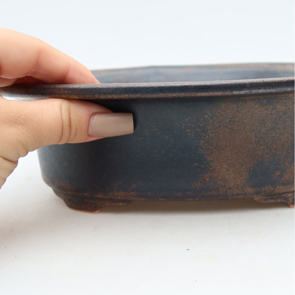 Ceramic bonsai pot, 22.5 x 17.5 x 6.5 cm, brown