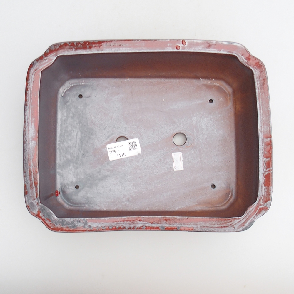 Ceramic bonsai bowl 27 x 21 x 7 cm, colour red