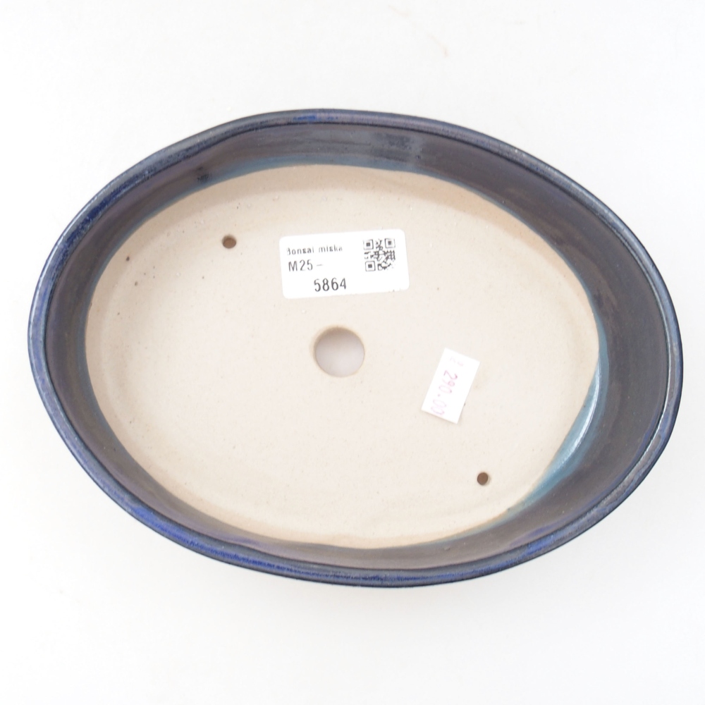 Ceramic bonsai bowl 18,5 x 13,5 x 4,5 cm, color blue