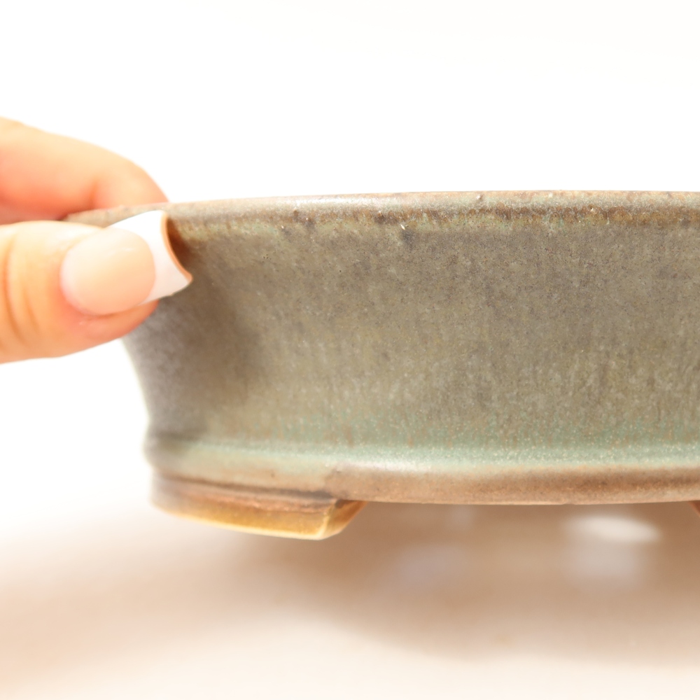 Ceramic bonsai pot, 17.5 x 16.5 x 5 cm, green