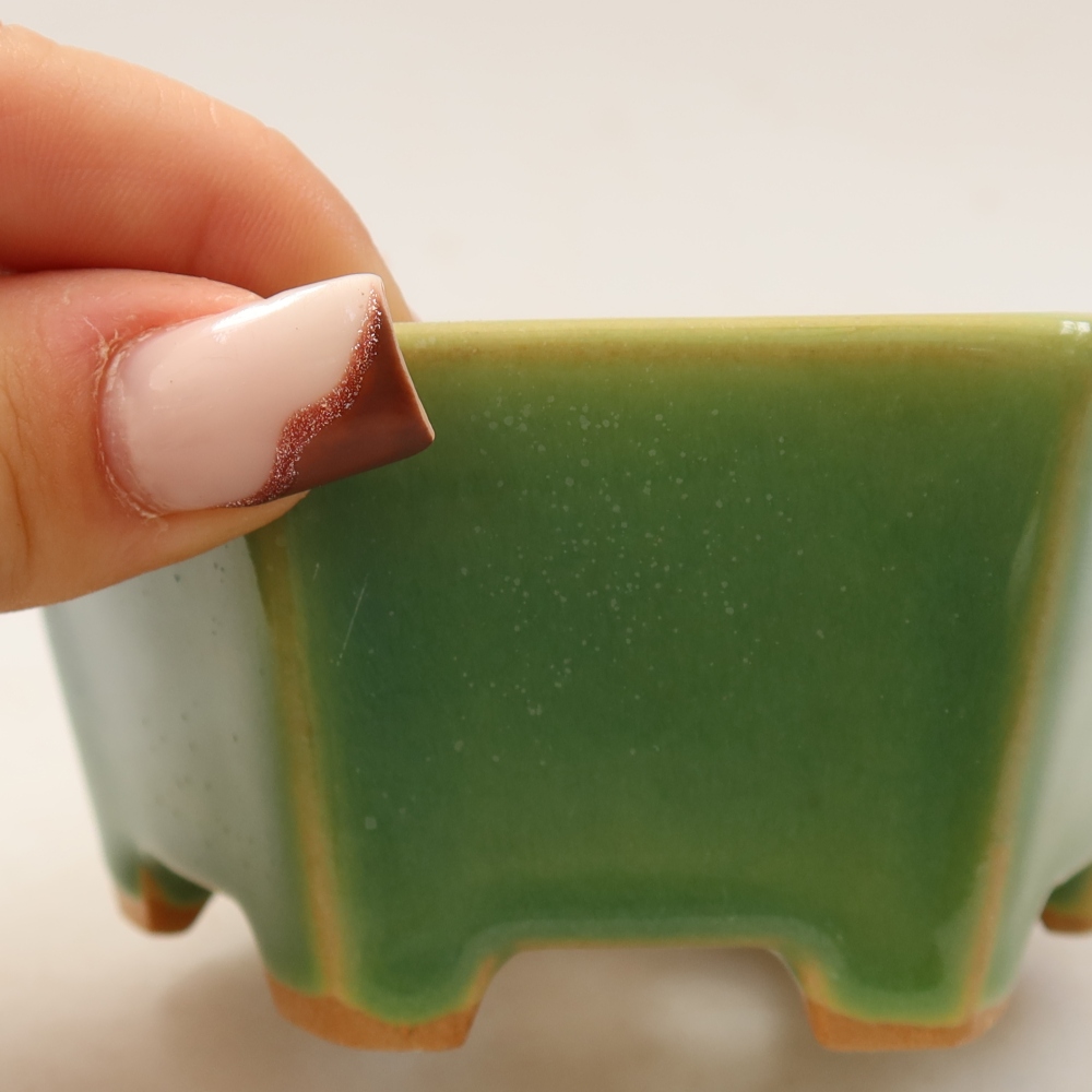 Ceramic bonsai pot, 10 x 9 x 5 cm, green