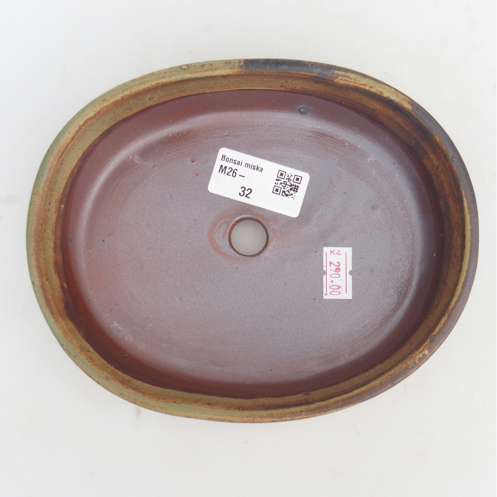 Ceramic bonsai bowl 17 x 14 x 4 cm, green